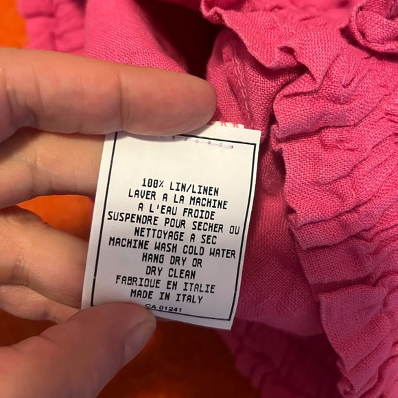 Retro pink high waist pure linen gathered shorts bermudas NWT - Picture 6 of 8